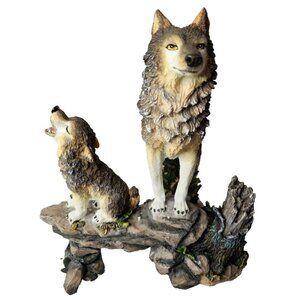 Vintage Classic Treasures Mom And Baby Woolf Figurine Wild Statue Collectible